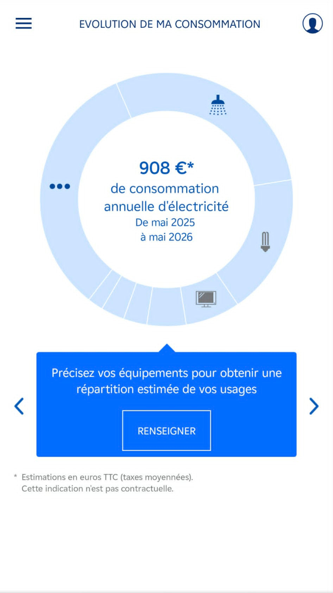 EDF & moi : évolution consommation par équipement