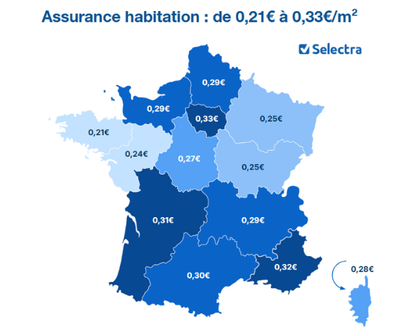 Baromètre des prix de l'assurance habitation par région