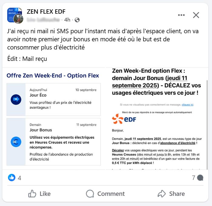 Alerte Zen Flex EDF Jour Bonus