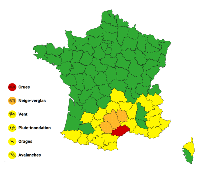 Alerte météo carte de France 23 décembre 2025