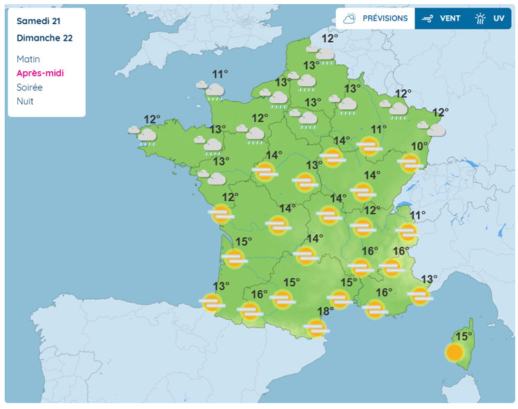 Meteo du dimanche 22 février 2026
