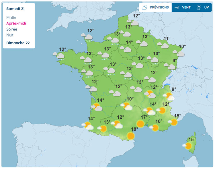 Meteo du samedi 21 février 2026