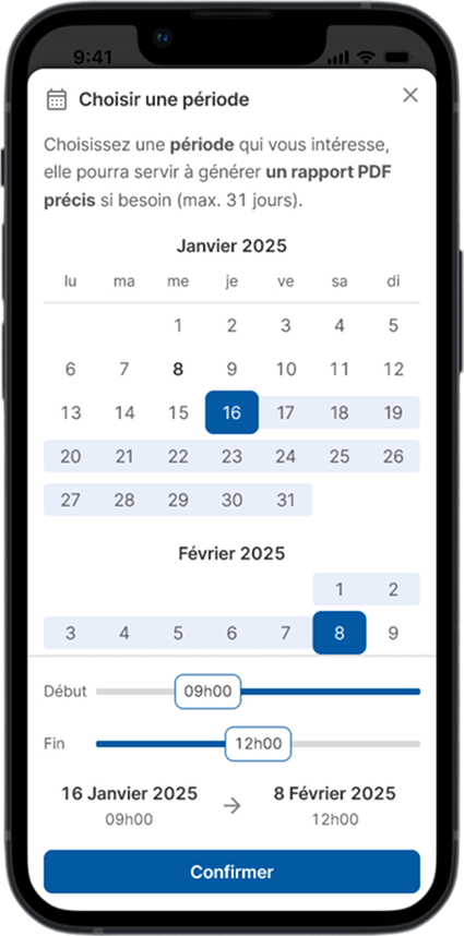 MySelectra - vue calendrier des séjours sur mobile