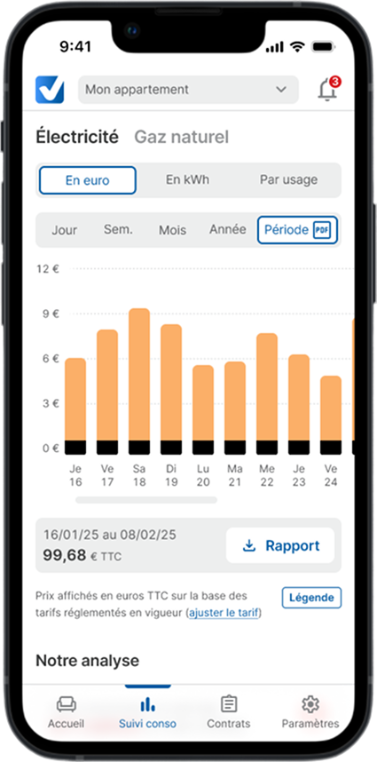 MySelectra - suivi de consommation électrique sur mobile