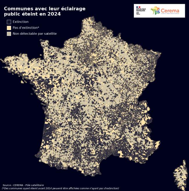 Communes qui appliquent l'extinction de l'éclairage public la nuit