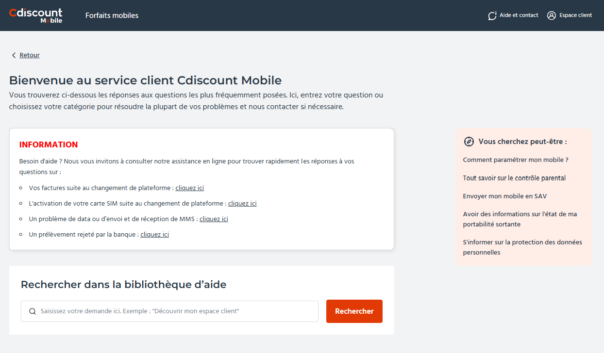 Assistance Cdiscount Mobile