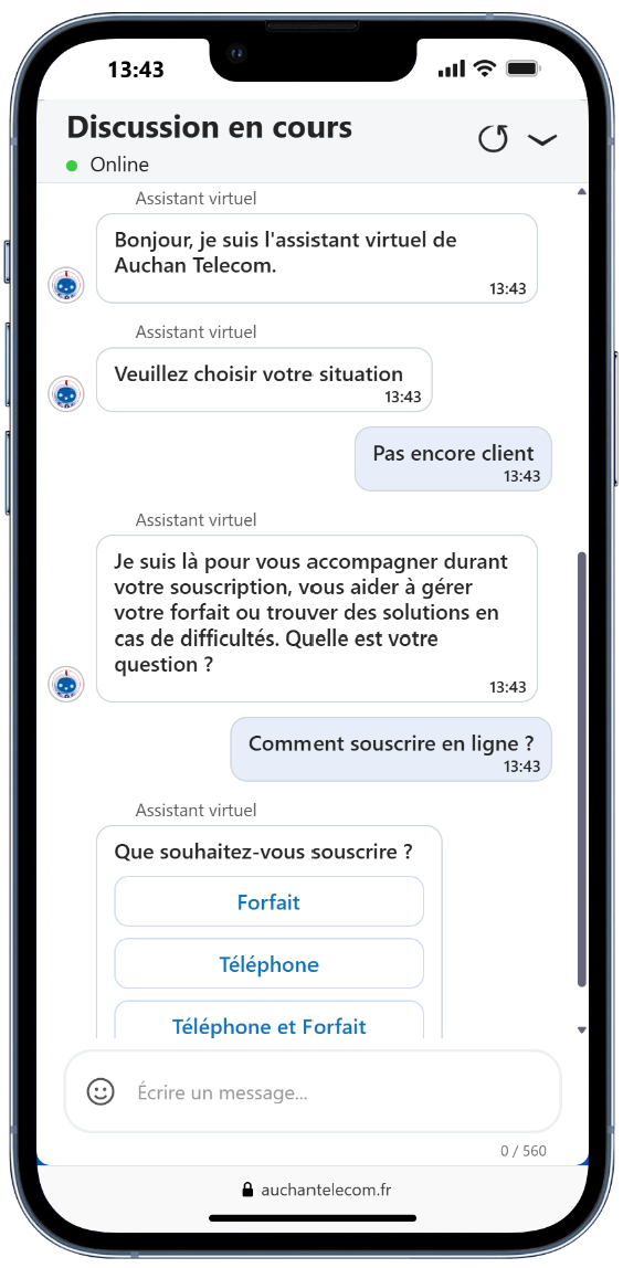 Chat en ligne Auchan