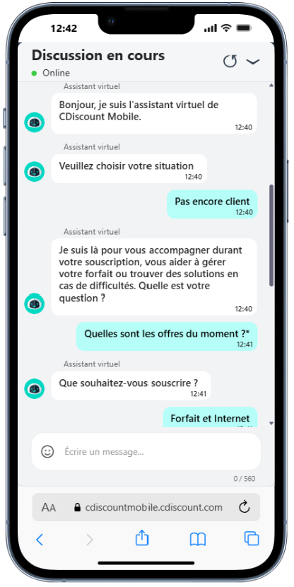 Service client Chat Cdiscount Mobile
