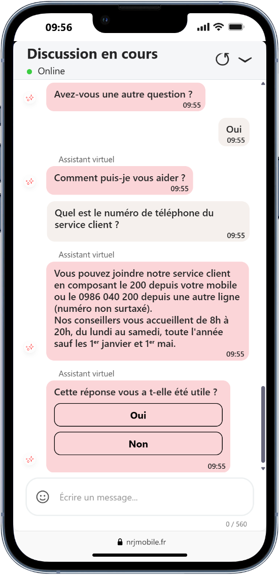 Service client Chat NRJ Mobile