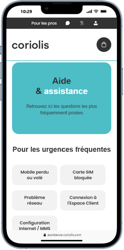Assistance en ligne service client Coriolis