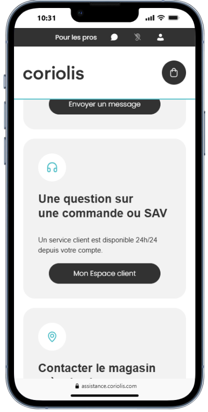 Chat en ligne service client Coriolis