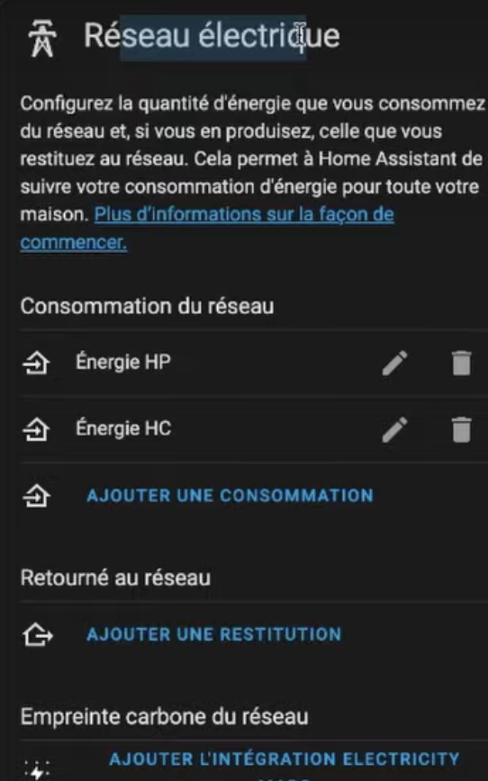 Configuration Home Assistant Linky