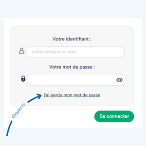 Bouton 'j'ai perdu mon mot de passe' sur l'espace client Mint Énergie