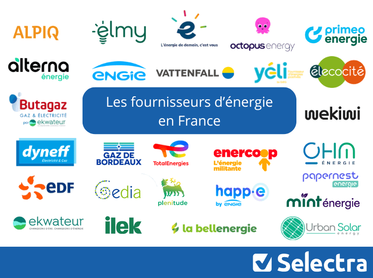 logos des différents fournisseurs d'énergie en France (électricité et gaz)