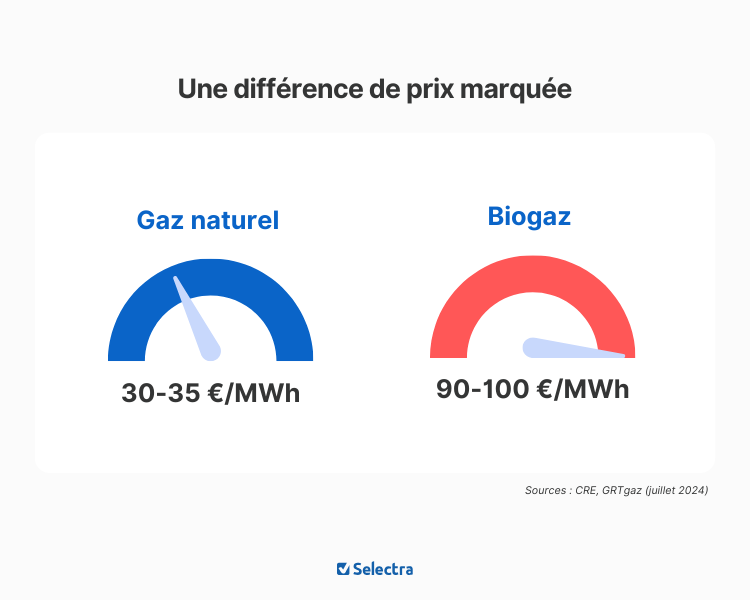 différence de prix entre du gaz naturel et du biogaz