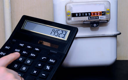 Compteur de gaz et calculatrice