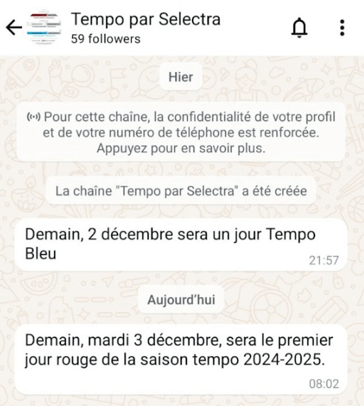 Channel Whatsapp Tempo par Selectra