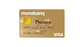 Monabanq tente de séduire de nouveaux clients en offrant sa carte Visa Premier pendant 1 an.