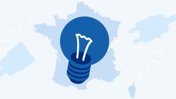 Carte de la France avec ampoule représentant la consommation d'électricité