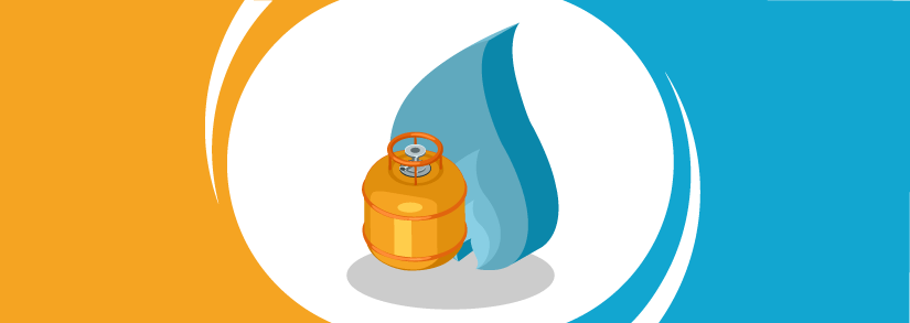 Bouteille de gaz et symbole de gaz bleu